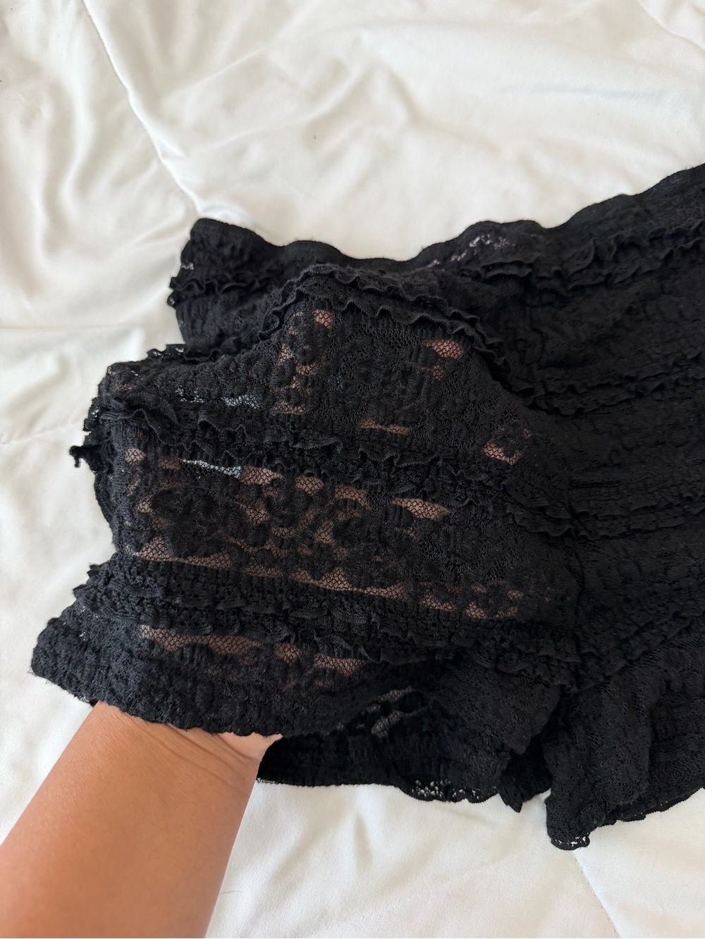 Peppermayo Black High-Waist Lace Overlay Shorts - Picture 5 of 5